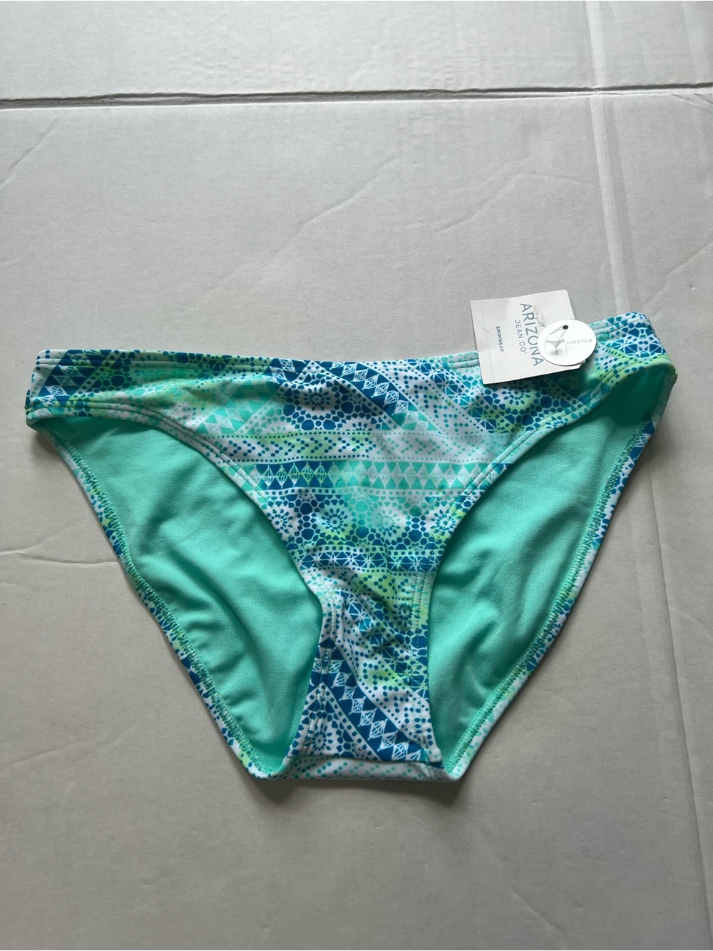 Arizona Jean Company Mint and Blue Patterned Bikini Bottom